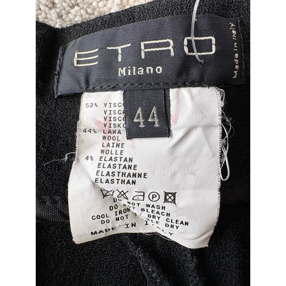 Etro Milano black wide leg black wool dress pants trouser women's size 8 - Picture 6 of 7